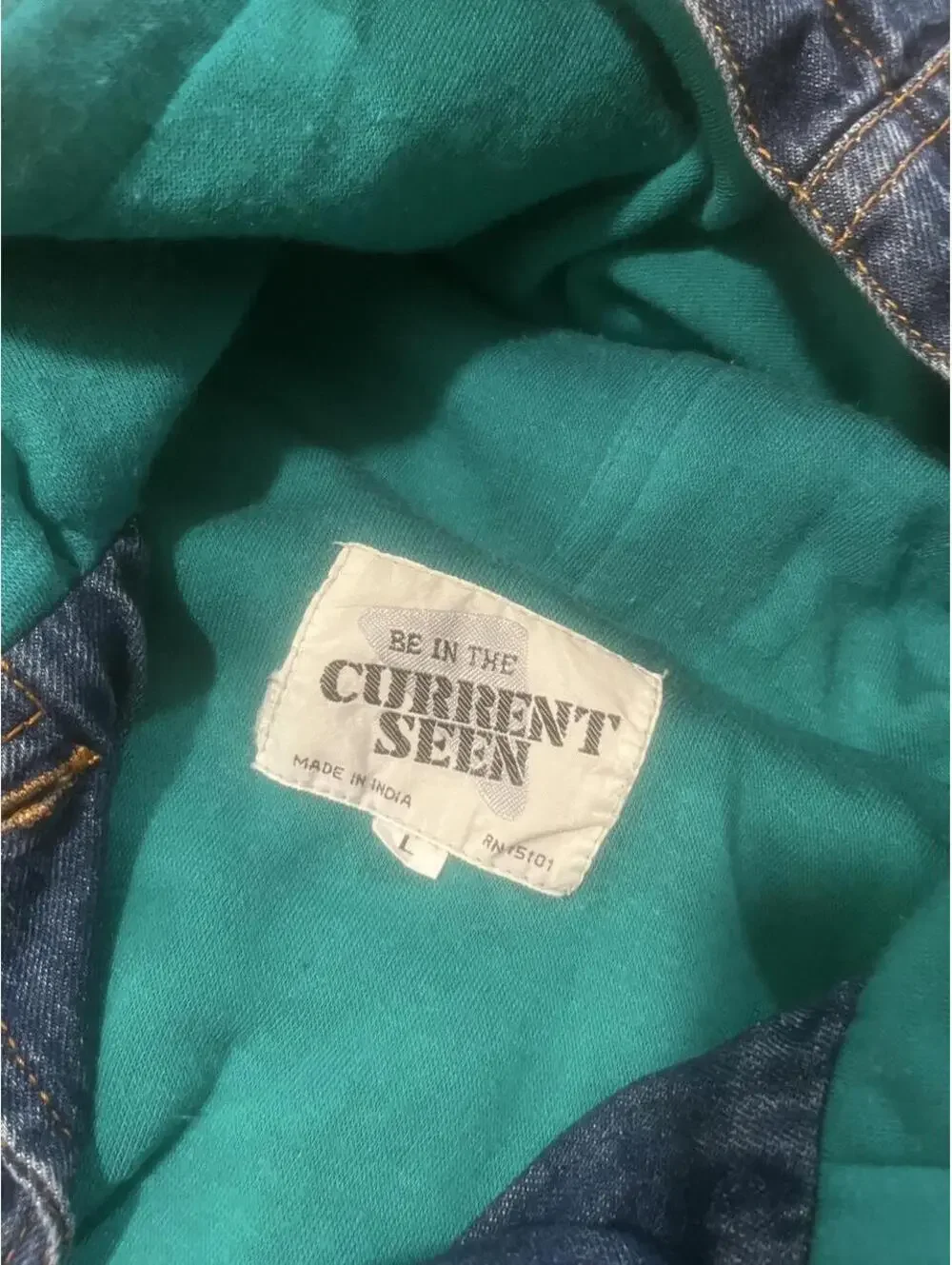 Vintage Current Seen Denim Jacket with Hood- Size Large (88)